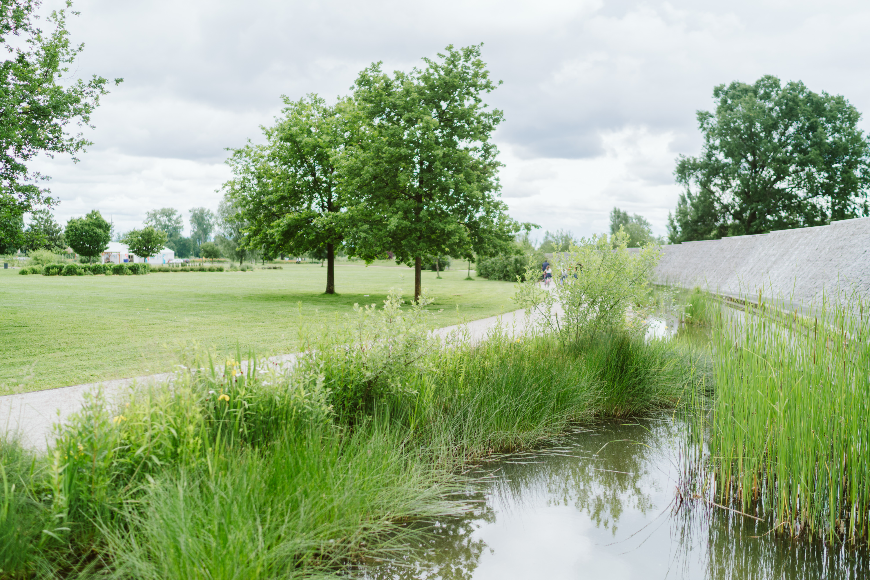 Le jardin des deux rives en période estivale